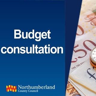 Text reading 'Budget consultation' next to GBP coins and notes 