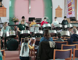 Students playing the steel drums