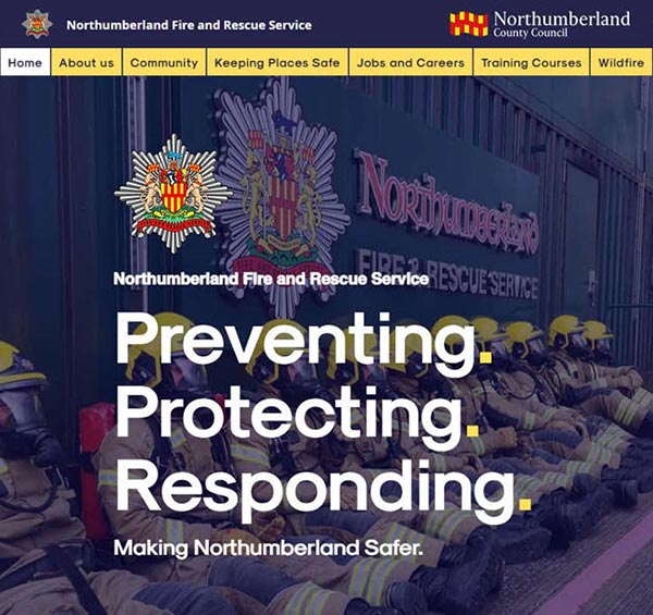 The Northumberland Fire and Rescue Service homepage on their new site. Click here to visit.