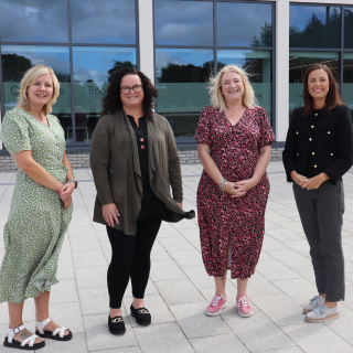 Northumberland County Councillor Wendy Pattison, Portfolio Holder for Caring for Adults, with social workers Hannah Dawson, Louise Gray, and Katie Anderson  