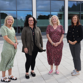 Northumberland County Councillor Wendy Pattison, Portfolio Holder for Caring for Adults, with social workers Hannah Dawson, Louise Gray, and Katie Anderson 