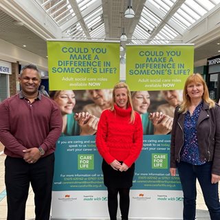 Shine Sureshkumar, Recruitment Coordinator at Complete Community Home Care Limited with Nicola Reed, senior direct payments support worker and Shirley Proctor, Contracts Quality and Compliance manager