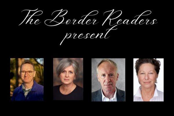 Image of 4 authors and the text reads The Border Readers Presents