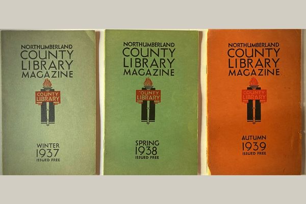 An image of 3 Northumberland County Library magazines for Winter 1937, Spring 1938 and Autumn 1939. 