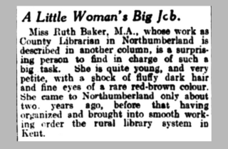 Extract from a newspaper article with the title " A Little Woman's Big Job".