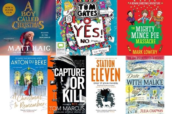 Book covers of titles available in December on BorrowBox