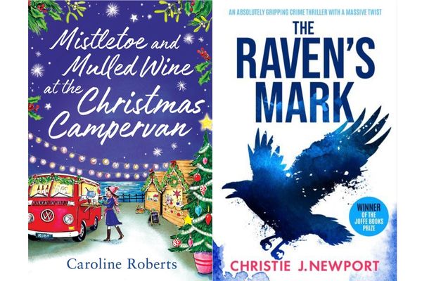 Book cover of Mistletoe and Mulled Wine at the Christmas Campervan by Caroline Roberts and The Raven's Mark by Christie J. Newport