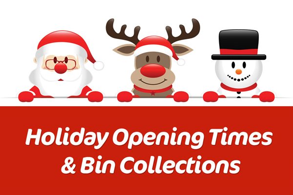 Image demonstrating Holiday bin collections and service opening times this Christmas