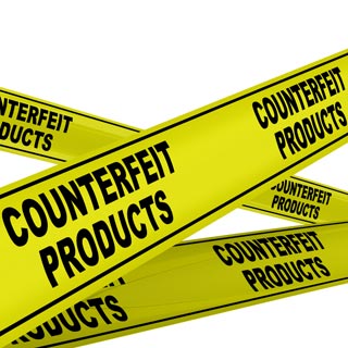 Tape saying counterfeit products