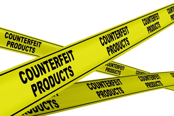 Tape saying counterfeit products