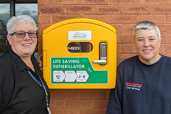 Image demonstrating New defibrillator installed at New Hartley 
