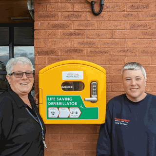 Image demonstrating New defibrillator installed at New Hartley 