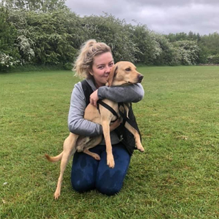 Image demonstrating Gino reunited with owner after 24 hour search