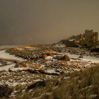 Snow at Bamburgh Castle