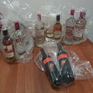 Bottles of illegal alcohol