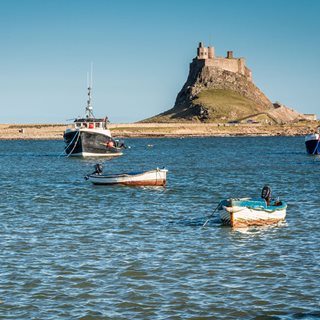 Lindisfarne castle with the tide in