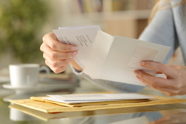 Photo of someone opening letter