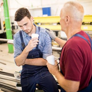 Photo of worker looking anxious