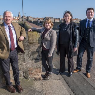 Photo of county councillors on Berwick Old Bridge (taken before Covid-19 restrictions)