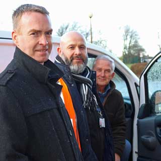 Paul Jones, Director of Local Services, Cllr Glen Sanderson and Jamie Grainger from fleet services.