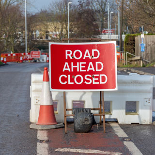 A road closed sign