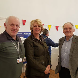 Cllrs Trevor Cessford and Cath Homer with Peter Rodger from Hexham Community Partnership