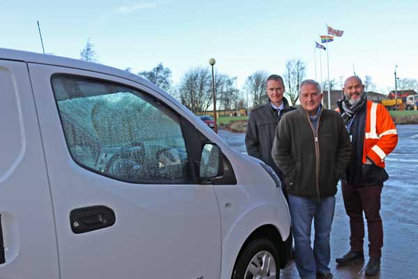 Paul Jones, Director of Local Services, Cllr Glen Sanderson and Jamie Grainger from fleet services.