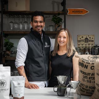 Wilmer and Elle Carcamo of Caribe Coffee Co