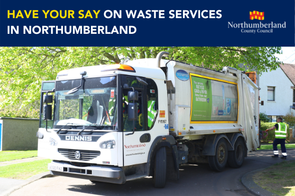 Bin lorry with text