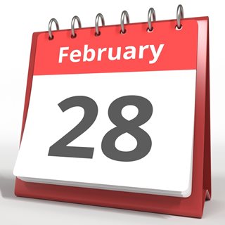 Photo of calendar showing 28 February 