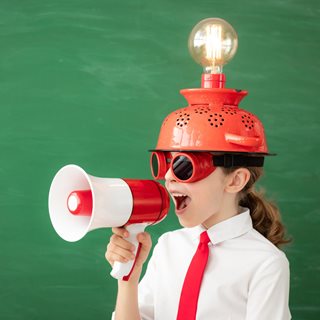 School child with megaphone