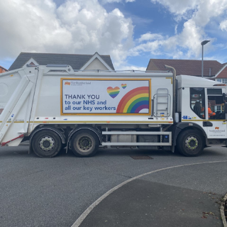 Bin wagon on street