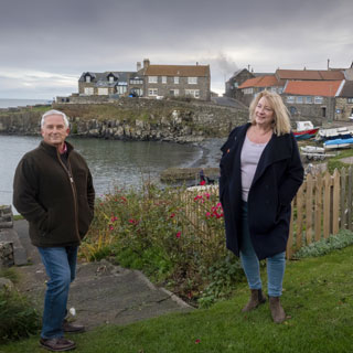 Councillors Glen Sanderson and Wendy Pattison at Craster
