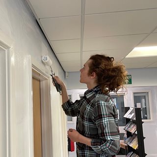 Apprentice painting Bedlington Library