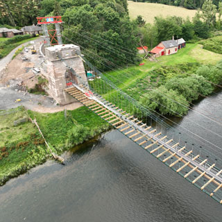 The Union Chain Bridge. Restoration work is entering its final stages