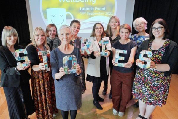Author, Ann Cleeves, with project partners at the Reading for Wellbeing launch event