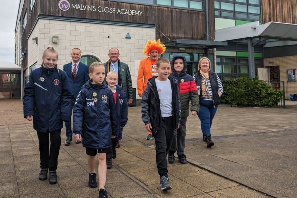 Pupils from Malvin’s Close Academy in Blyth Walk to School