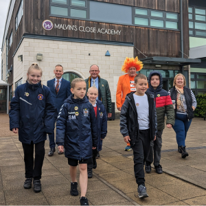 Pupils from Malvin’s Close Academy in Blyth Walk to School