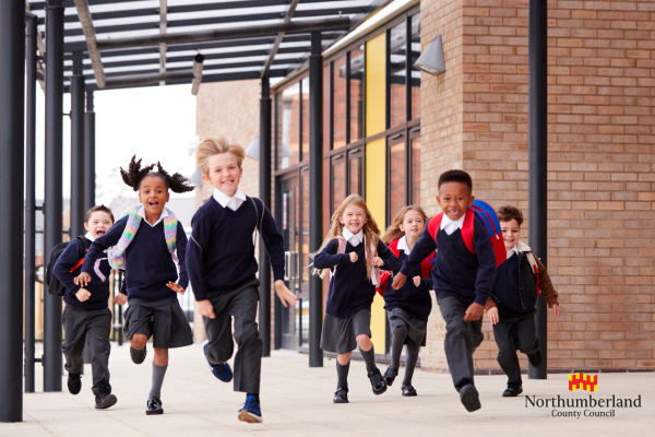 children running at school