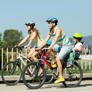 A family biking. New routes will be built in Ashington and Blyth after the council secured fundin