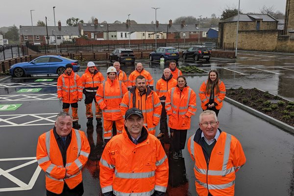 Councillors and staff at the newly opened carpark at Goosehill, Morpeth