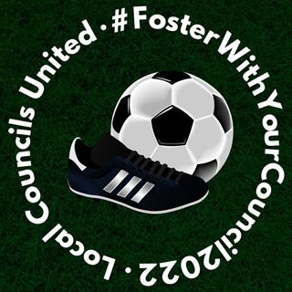 A picture of a football and a bot promoting fostering over the World Cup