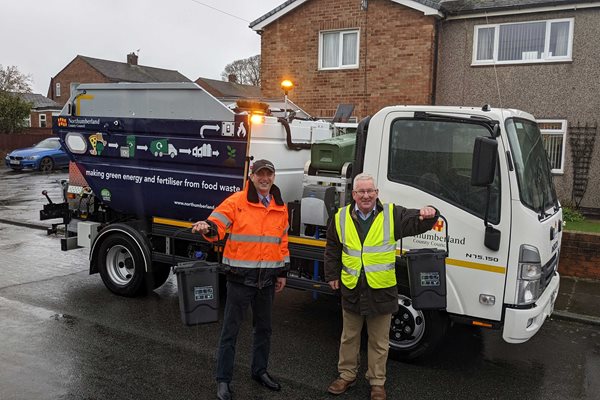 Councillors outside the council's new food waste recycling van