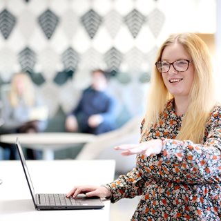 Apprentice Megan talking to someone off camera