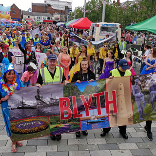 Residents at Blyth Carnival. On Thursday 29 September from 3pm to 5pm residents of Blyth are being invited to celebrate their home town in all its glory at the opening of a special exhibition