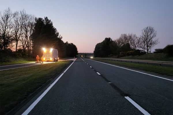 A picture of the A189 Spine Road where new technology is being trialled