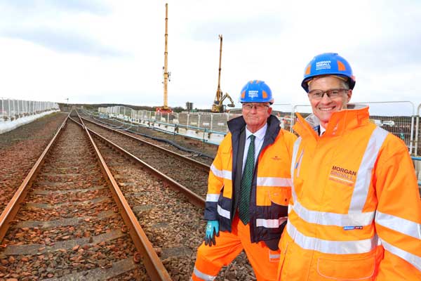 Council Leader and Transport Secretary on the Northumberland Line at Blyth