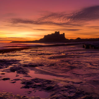 Bamburgh Castle at sunset