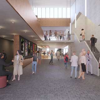 Computer Generated Image of the interior of the new Maltings Theatre.
