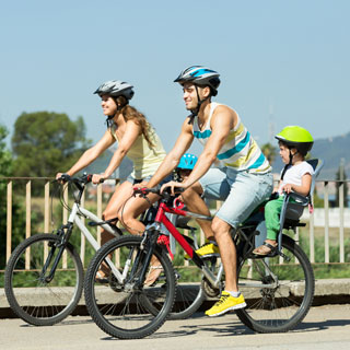 A family cycling